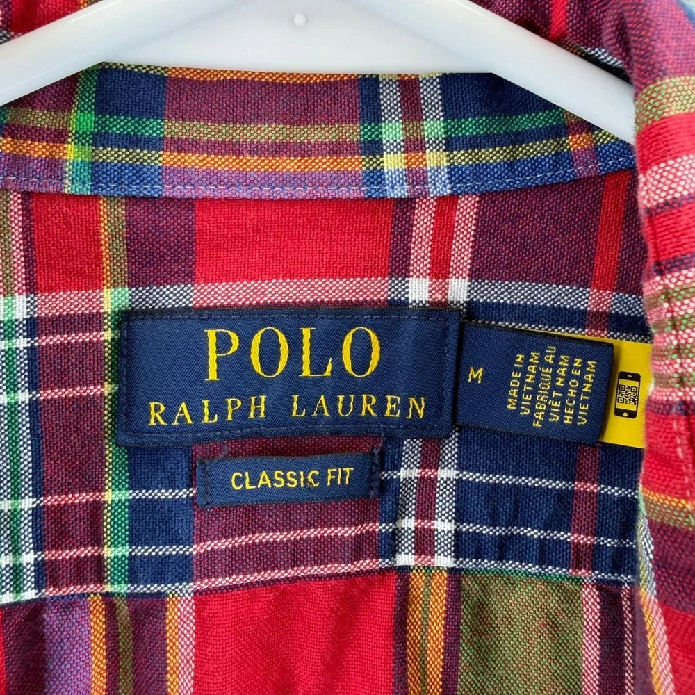 Polo Ralph Lauren Classic Fit Madras Plaid Button Down Shirt Multi Color Mens M